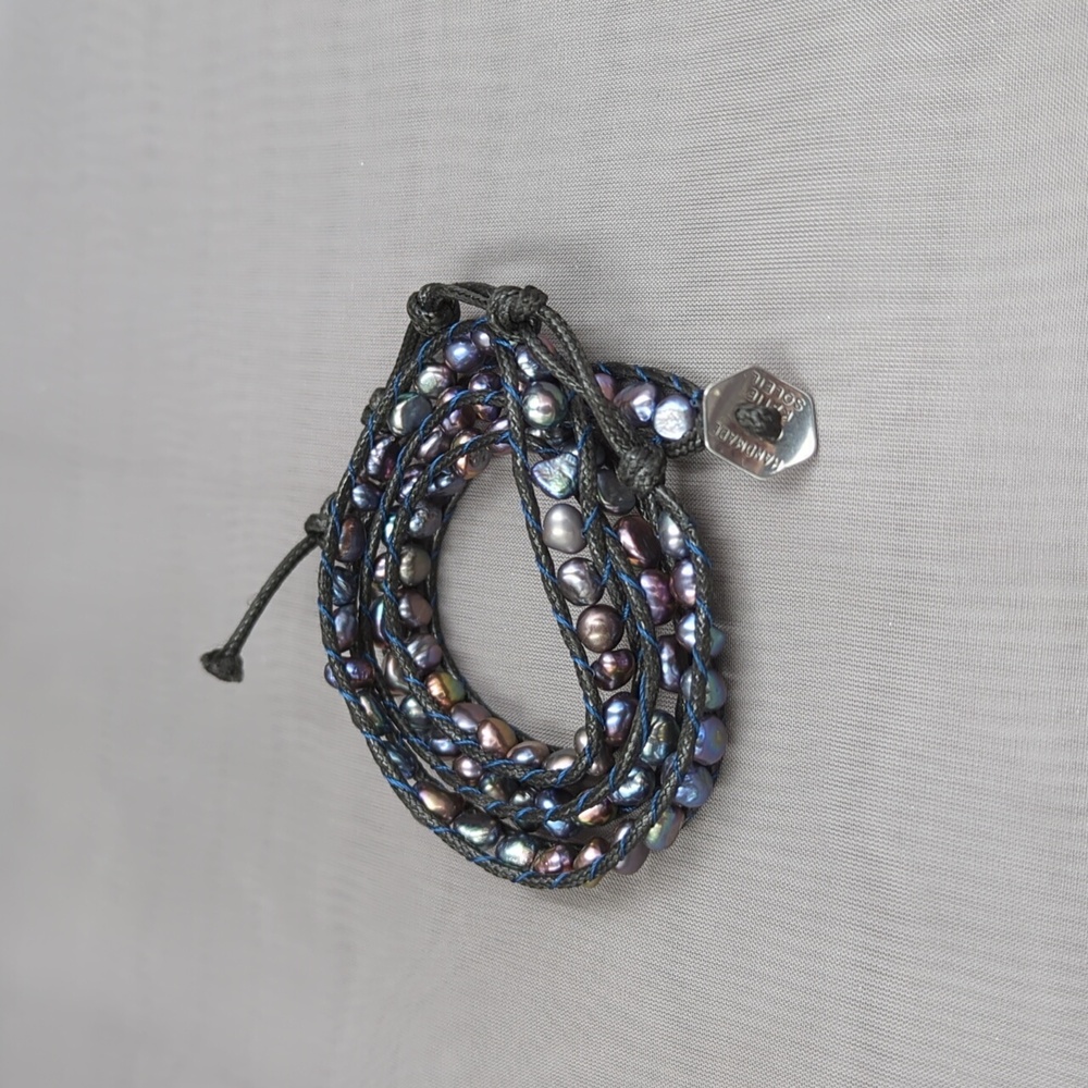 NEW Katie Soleil Freshwater Black and Grey Pearl Wrap Bracelet